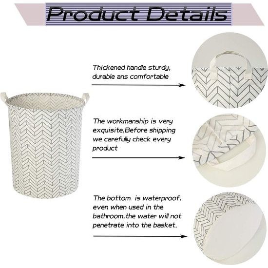 17,7 inch wasmand, opvouwbare pop-up wasmand, waterdicht, rond, katoen, linnen, voor slaapkamer, opslag, babykleding, speelgoed