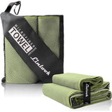 Microvezel handdoekenset (180 x 80 cm grote badhanddoek + 100 x 50 cm handdoek), sporthanddoek, fitnesshanddoek, reishanddoek, strandhanddoek voor sport, reizen, yoga, camping, strand, gym