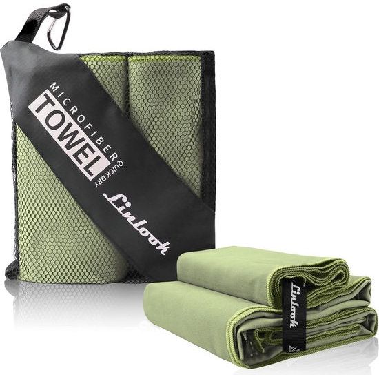 Microvezel handdoekenset (180 x 80 cm grote badhanddoek + 100 x 50 cm handdoek), sporthanddoek, fitnesshanddoek, reishanddoek, strandhanddoek voor sport, reizen, yoga, camping, strand, gym