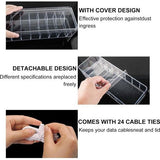 Kabelopbergdoos, 2 stuks kabelorganizerbox met deksel, 8 vakken met 30 kabelbinders, transparante kabelmanagementbox voor bureau, opslag, kantoor, thuisgebruik