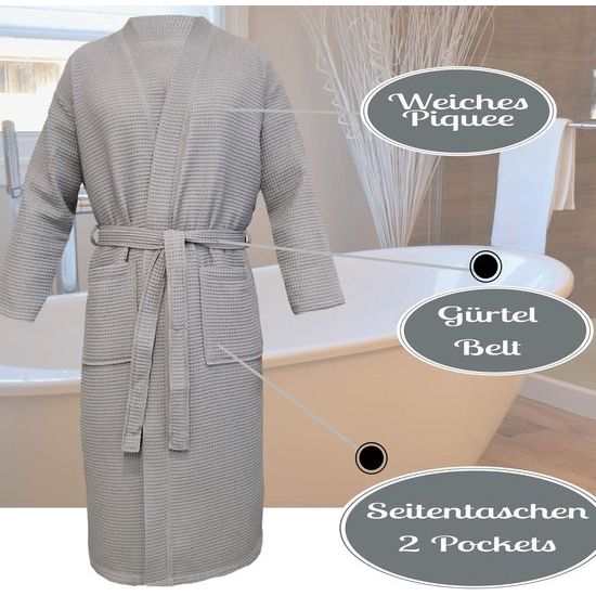 Badjas reisbadjas 100% katoen dames en heren kamerjas kimono sauna badjas reiskamerjas piquee wafel pique dames heren