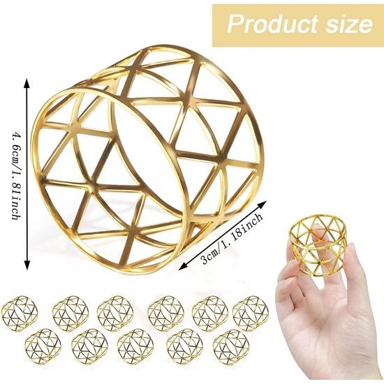 Servetringen goud 12 stuks servetringen set metalen servetringen, holle servettengespen voor jubileum, Kerstmis, Nieuwjaar, verjaardag, feest, tafeldecoratie