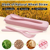 4-delige bestekset, plastic bestek herbruikbare set, campingbestek met koffer, reisbestek met koffer, reisbestek lepel mes vork eetstokjes koffer voor lunchbox, school, picknick, camping, reizen