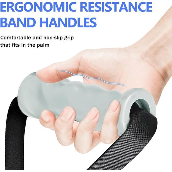 Set van 2 handvatten voor weerstandsbanden, fitnessbandhandvatten met metalen D-ring, ergonomische kabelhandgrepen, lattrekhandgreep voor homegym, katrol, fitnesskrachttraining