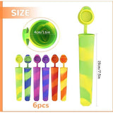 Set van 6 siliconen ijsvormpjes, ijslolly ijslollyvormpjes met deksel, herbruikbare siliconen ijsvormpjes, waterijslollykleuren, BPA-vrij, doe-het-zelf ijslollyvormpjes voor zelfgemaakte ijslolly's