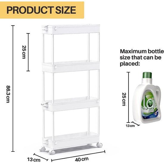 Opbergwagen, mobiele opbergorganisator, uittrekbare opbergtoren, oprolbaar
