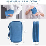 Kabeltas, kabelorganizer, organizer voor elektronische accessoires, draagbare kabelorganizer, dubbele kabeltas voor elektronische accessoires, USB-powerbank, oplaadkabel voor SD-kaart, blauw
