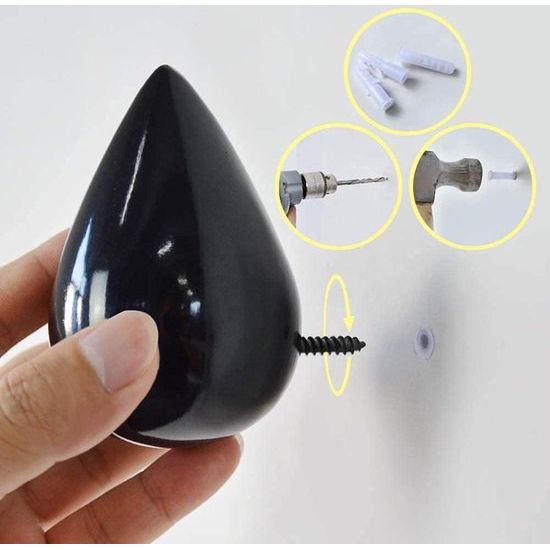 Verpakking met 2 creatieve waterdruppels, kledinghaken, wandmontage, ophanghaken, moderne decoratie, wanddecoratie, 9,3 x 5,8 cm, wit