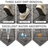 Deurmat voor binnen en buiten, wasbaar, binnentapijt, vuilvangmat, antislip, deurmat voor ingang, patio, hal, tuin, binnen en buiten (grijs, 119 x 180 cm)