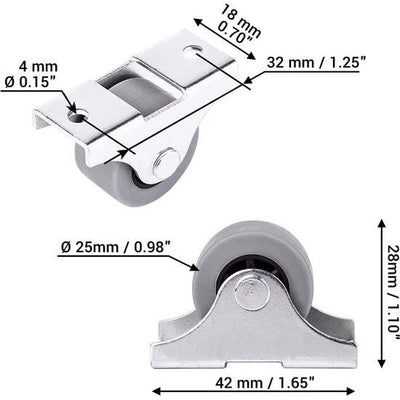 12 stuks 30 mm stevige rubberen wielen niet draaibaar voor meubels, tafel, trolley (12
