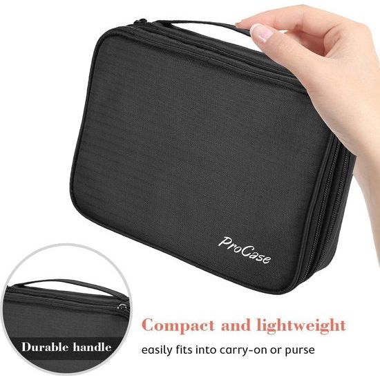 Sieradenetui, sieradenkistje voor het opbergen van sieraden, zachte gevoerde dubbellaagse sieradenorganizer voor oorbellen, ringen, halskettingen, armbanden, horloges enz. - zwart