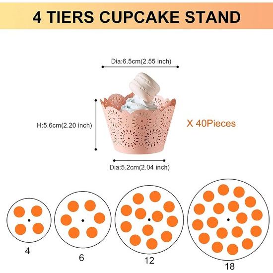 4-laags cupcakestandaard acryl dessertstandaard helder met ronde basis voor bruiloft verjaardagsfeestje 15,7 inch