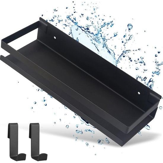 Shower Shelf without Drilling Shower Basket Stainless Steel Shower Shelf No Drilling Bathroom Shelf Self-Adhesive Bathroom Shelf Adhesive (Black)
