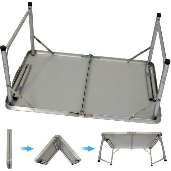 Opklapbare en in de hoogte verstelbare picknicktafel, 90 x 60 x 70 cm, licht, kofferformaat