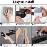 2 stuks doucherek, doucheplank zonder boren, zelfklevend rek douche, waterdicht & roestvrij badkamerrek, lijmrek badkamer met 4 kleefvlakken en 4 haken voor badkameraccessoires, keuken woonkamer