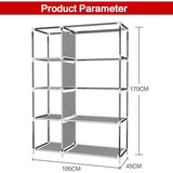 Kledingkast, opvouwbare kledingkast, waskast, kledingkast, kledingopbergorganisator canvas, 105 x 45 x 170 cm