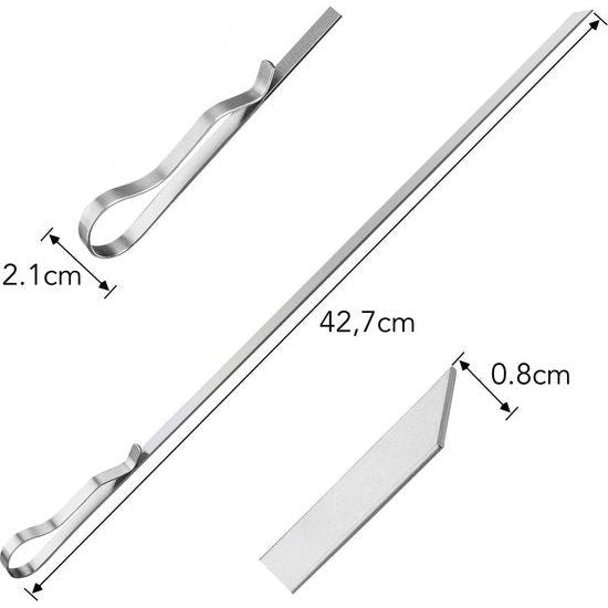 Grillspiesen van roestvrij staal, 10 stuks, herbruikbare sjasliekspiesen, 43 cm, grill, kebap, sjampura, vleessspiesen, lange spiesen voor vlees en groenten