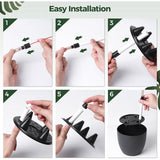 Zelfwater gevende plantenpot met waterindicator, set van 4, met wateropslag, voor gebruik binnen en buiten, 15 cm, zwart