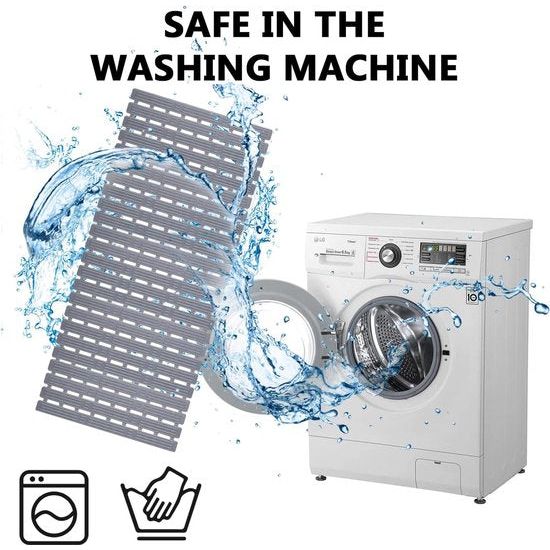 Antislipbadmat 90 x 40 cm: machinewasbare douchemat met zuignappen Opvouwbare veiligheidsbadmat van TPE - antislipmat voor badkuip met snelle afvoer (donkergrijs)