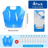 Pak van 4 waterjerrycans, 10L waterjerrycan, opvouwbare waterjerrycan, kamperen, opvouwbare waterjerrycan, watercontainer, waterzak, drinkwaterjerrycan, waterzak