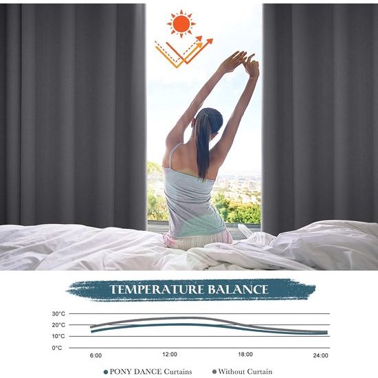 ondoorzichtige verduisteringsgordijnen met oogjes, thermisch gordijn, verduisteringsgordijn tegen koude en hitte, gordijnen voor slaapkamer, grijs, 175 x 140 cm (H x B), verpakking van 2