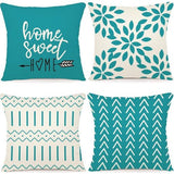 Kussenslopen set van 4 kussenslopen, linnen kussensloop, sierkussen, kussenslopen voor bank, tuinbed, bank, kussen, 40 x 40 cm (set van 4)