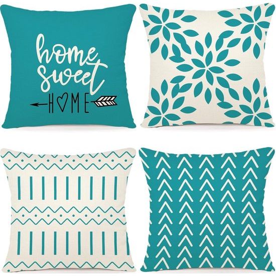 Kussenslopen set van 4 kussenslopen, linnen kussensloop, sierkussen, kussenslopen voor bank, tuinbed, bank, kussen, 40 x 40 cm (set van 4)