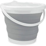 Opvouwbare 10 liter emmer, glitter picknickmand voor buiten, pop-up opbergorganizer, inklapbare wasbak, ideaal voor camping en festivals, grijs/wit