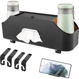 Auto achterbank-organizer voor de autohoofdsteunen, opbergdoos voor autostoelen met 2 bekerhouders, zakdoekbox, 2 brillenhouders voor auto, multifunctionele auto-organizer