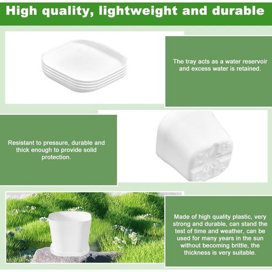 10 stuks witte bloempotten, kleine vierkante plantenpotten met schotels, kunststof bloempotten, moderne kweekpotten, vierkante pot, plantenpot, bloempot voor planten, balkon (9 x 9 x 8 cm)