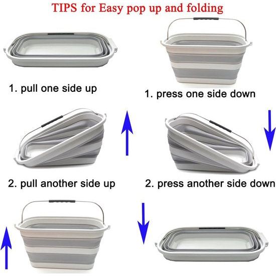 23,8 liter, inklapbaar, rechthoekig, praktische mand/emmer (grijs, middel)