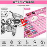 Set van 5 stapelbare, veelzijdige roze fluwelen sieradenorganizers, 21 x 12 x 2,4 cm, perfect voor oorbellen, halskettingen, armbanden en ringen, sieradenkistjes