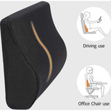 Lumbar kussen voor de auto, lendenkussen, traagschuim, ergonomisch rugkussen voor autostoelen, bureaustoel, rolstoel (zwart)