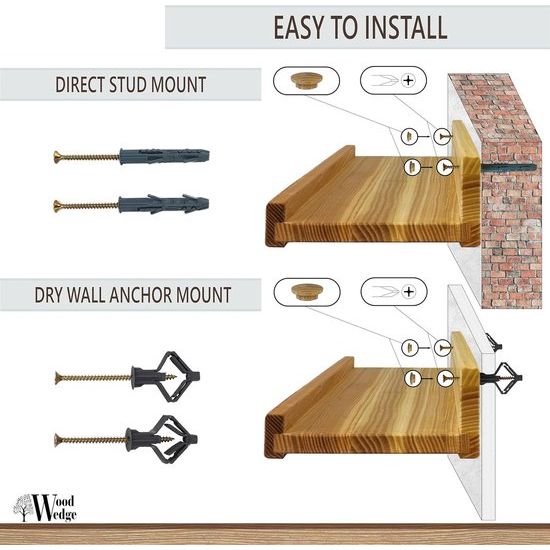 Houten Wig Set van 2 zwevende wandplanken, rustieke houten rekken met lip, kinderboekenplanken, foto- en fotorek voor slaapkamer, woonkamer, badkamer, keuken, kantoor (walnoot, Amerikaans, 60 cm)