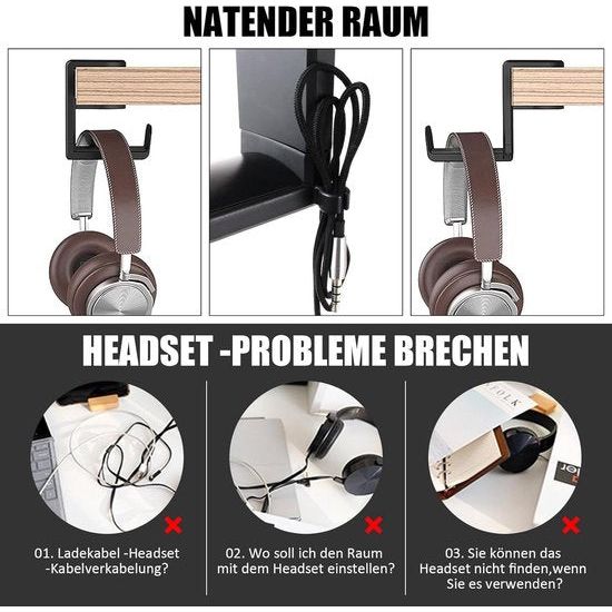 Koptelefoonstandaard Koptelefoonhouder met 360° draaibare en in hoogte verstelbare koptelefoonhouder Gaming-headsetstandaard met kabelklem voor alle Bluetooth-headset-koptelefoons Kinderen
