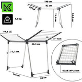 Droogrek, grote wasdroger - vleugelwasdroger voor lange was, droger met inklapbare vleugels, gepoedercoat staande droger - 2 vleugels