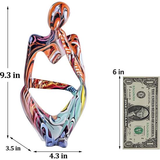 Standbeeld van de Juiste Denker Kleurrijke Meditatie Denker Figuur Ornamenten Boekenplank Salontafel Decoratie Thuis Kantoor Bureau Tafelblad Woonkamer Decoratie Figuur