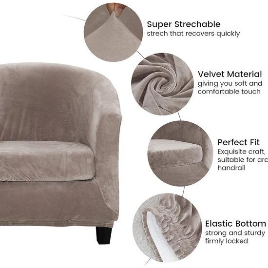 Armchair Cover, Armchair Throws, Extendable Elastic Armchair, Velour Chair Cover with Armrests for Cafe Chair, Club Chair, Lounge Chair, Cocktail Chair