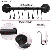 40cm Industrieel Pijp Pannenrek met 8 Haken - Wandmontage Keukengerei Kookgerei Hanger Organizer Keukengerei Deksels