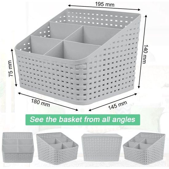 Cosmetische opbergmand, organizer, rotan opberghouder met 5 vakken, kunststof make-up, opbergruimte, desktop-organizer, cosmetica, multi-grid opbergdoos voor bureau en kantoor