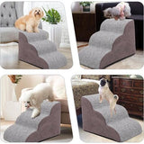 3 treden hondentrap voor kleine honden hondentrap voor bedbank 60cm hoge kattentrap voor oude katten spons huisdiertrap grijs