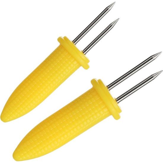 16 x Corn Skewers with Stainless Steel Pins, Rustproof - Reusable Corn Skewers - Accessories for Barbecues, Barbecues, Kitchen (Pack of 16 - Corn)