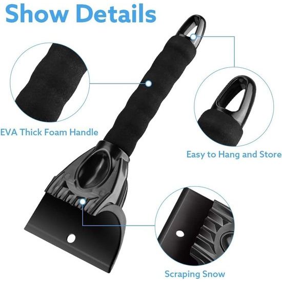 IJskrabber voor de auto, 2 stuks, met comfortabele zachte grip, professionele duurzame sneeuwschep voor autoruiten, vorst en ijs