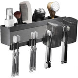 Tandenborstelhouder voor badkamer Zwarte kamer Aluminium 4 sleuven Tandenborstelhouder Hoekopbergdoos Geen boren Automatische installatie - Zelfklevend