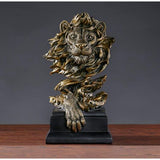 Leeuwenkop beeldje, hars leeuw standbeeld, dierenkop standbeeld, bureaukast, beeldje, ambachten, ornamenten voor thuis, kantoor, decoratie, cadeau