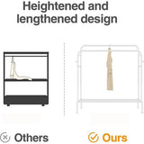 Kledingrek met 2 kledingstangen, multifunctionele kapstok van metaal met 1 plank en 4 haken, kan kleding, tassen en schoenen opbergen