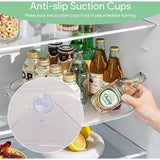 Koelkast draaiplateau, organizer, 15,67 inch draaibaar kruidenrek, koelkastorganizer, draaibaar, rechthoekige koelkast, draaiplateau met zuignap, draaibare kruidenorganizer voor de koelkast