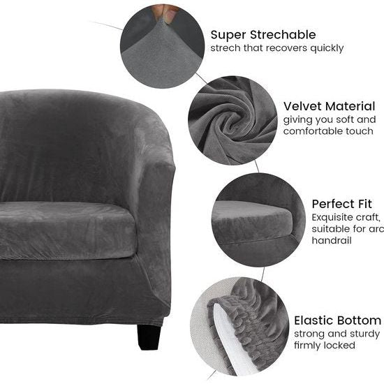 Fauteuilbeschermer, fauteuilhoes, fauteuilspreien, uittrekbare elastische fauteuil, velours fauteuilhoes met armleuningen voor caféstoel, clubstoel, loungestoel, cocktailstoel