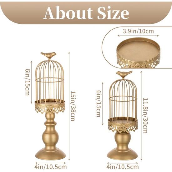 Vintage ontwerpen: the matte gouden oppervlak, de klassieke vorm van een metalen draadkooi en een kleine vogel aan de punt maken deze kooikaarsenhouder
