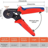 Dechengbao krimptang, verstelbare krimptang gebruikt voor 0,25-6 mm² (AWG 23-7) adereindhulzen, huls krimptang